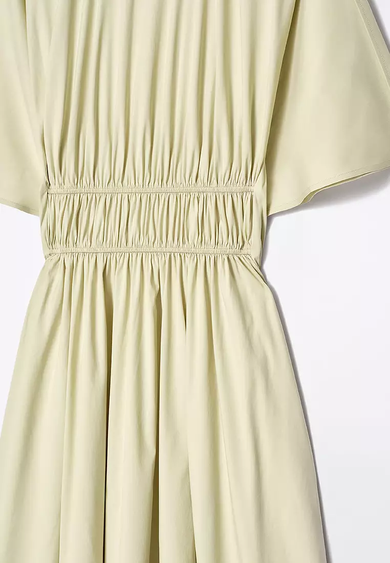 Gathered Open-Back Midi Dress