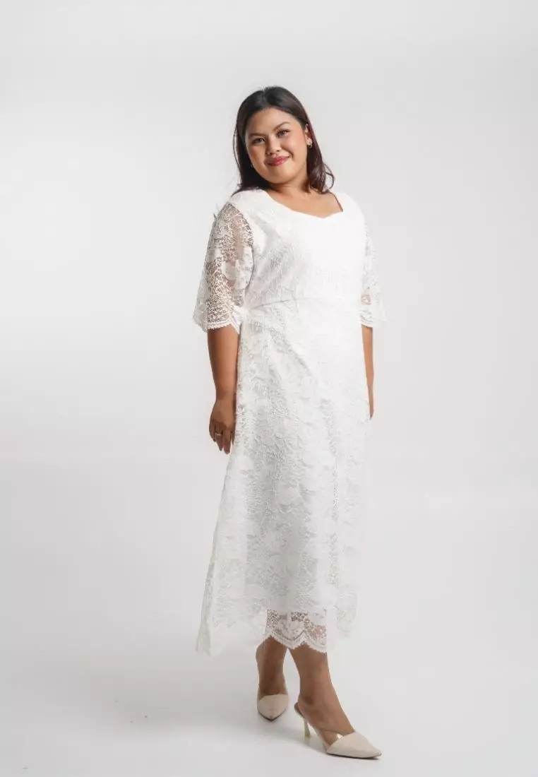 Plus Size Party Dress Jessaline Broken White