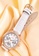 LIGE 白色 and 金色 LIGE 女士計時石英手錶，34 毫米，IP 玫瑰金色不銹鋼，舖有水晶，皮革錶帶上的白色錶盤 8E62AACE7DDCECGS_4