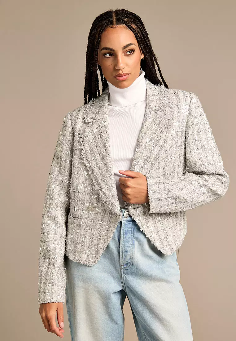 Olivia Silver Sequin Boucle Blazer