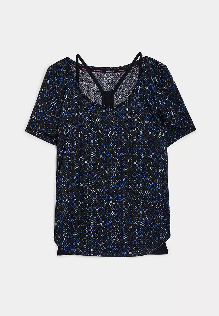 Printed Scoop Neck 2-In-1 T-Shirt