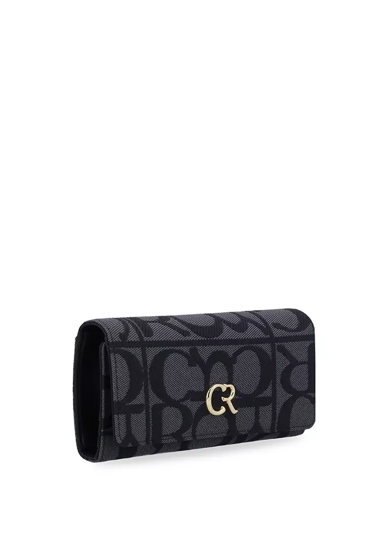 Carlo GEO Jacquard Tri-Fold Wallet - Black