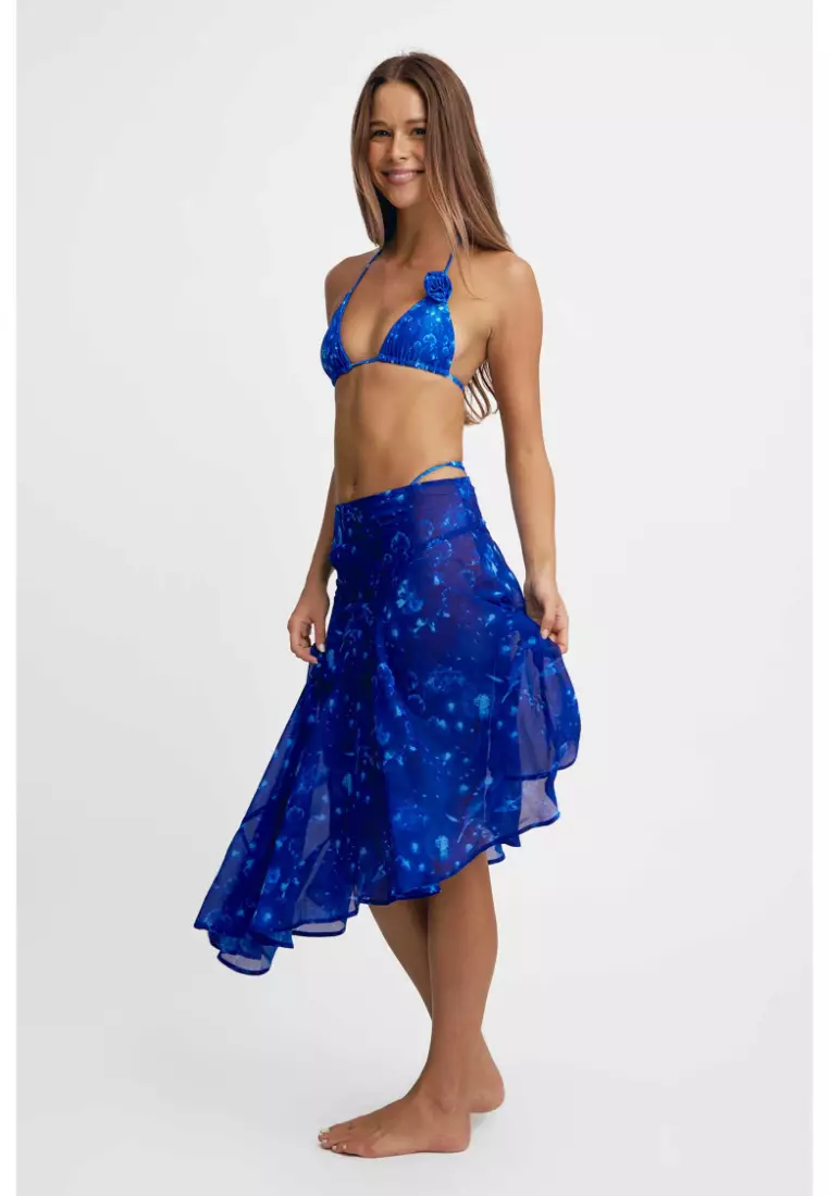 Phoebe Asymmetrical Skirt / Cyanotype