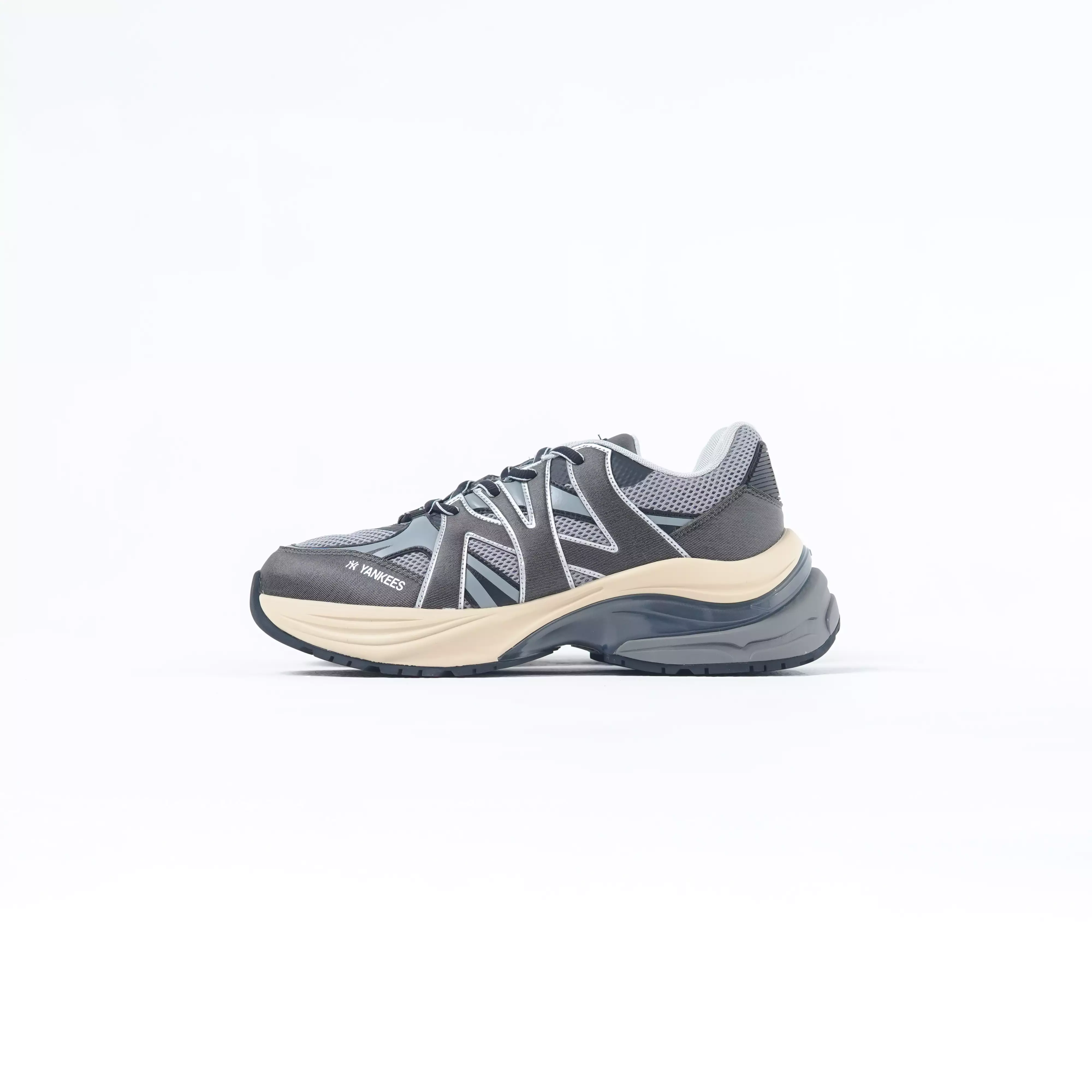 Sepatu MLB NY BIGBALL CHUNKY FIELDER DENIM GREY SNEAKER 100% ORIGINAL