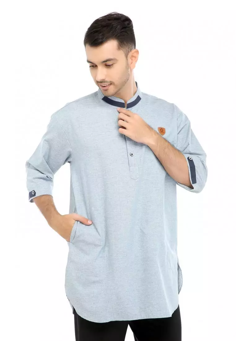 Baju Koko Gamis Muslim Pria Abyan - Biru