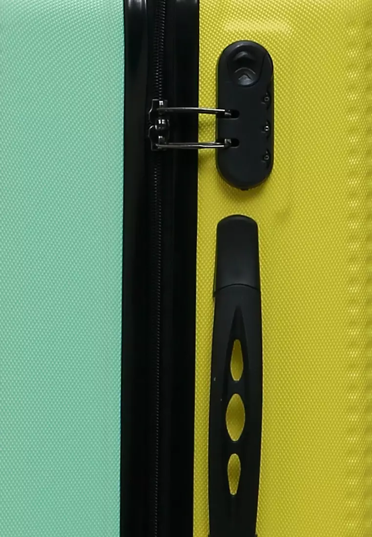 Carlton Koper Hardcase Unisex Size 20 Inch Dual Tone Color Large Compartment Suitcase Code Lock System Material ABS+PVC Coated ORIGINAL - Mint Yellow