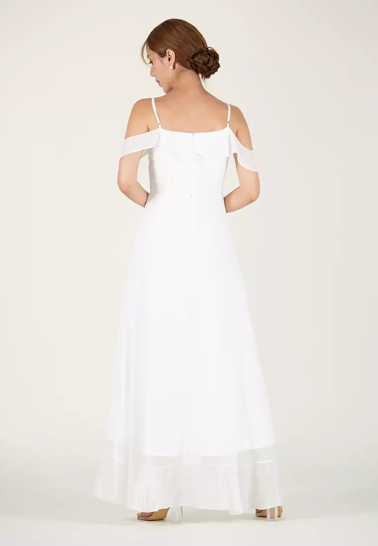 露肩长款连衣裙