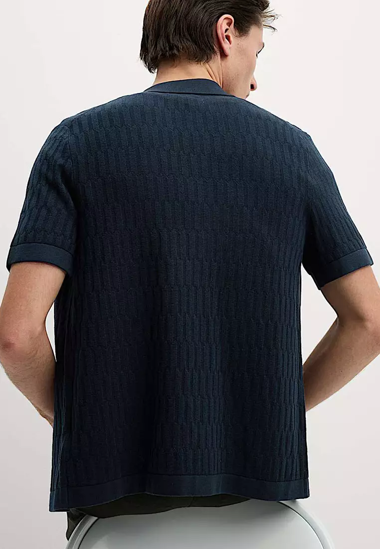 Cotton Rich Textured Knitted Polo Shirt