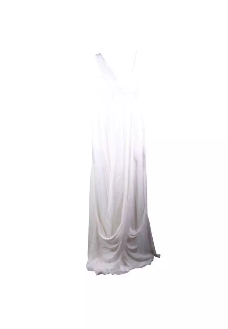 White silk cheap maxi dress