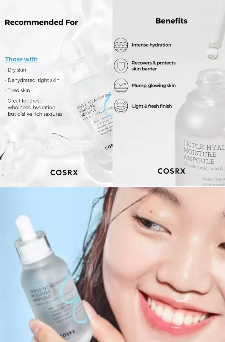 Cosrx Hydrium Set(Cleanser 150ml +Toner 150ml +Ampoule 40ml+ Cream 50ml + 1's Mask) for hydrating skin
