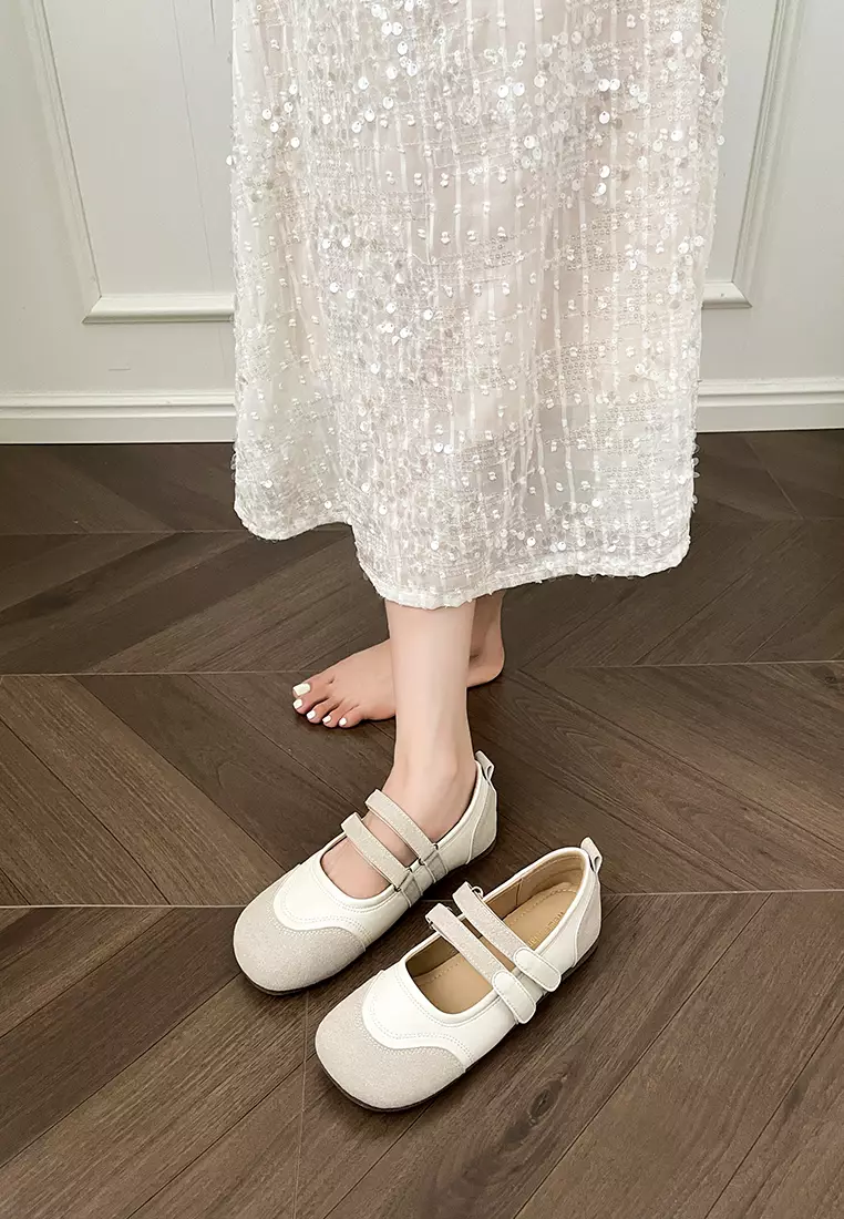 Color Matching Double Strap Mary Jane Shoes WW612-1