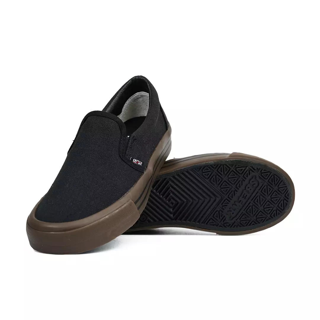 SABA Vintage All Black Dark Gum LX - Sepatu Sneakers Casual Pria Wanita