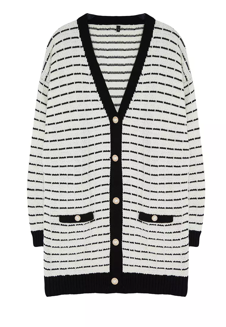 Tweed Knitwear Cardigan - Jacket Look, Black Tctaw25Th00016