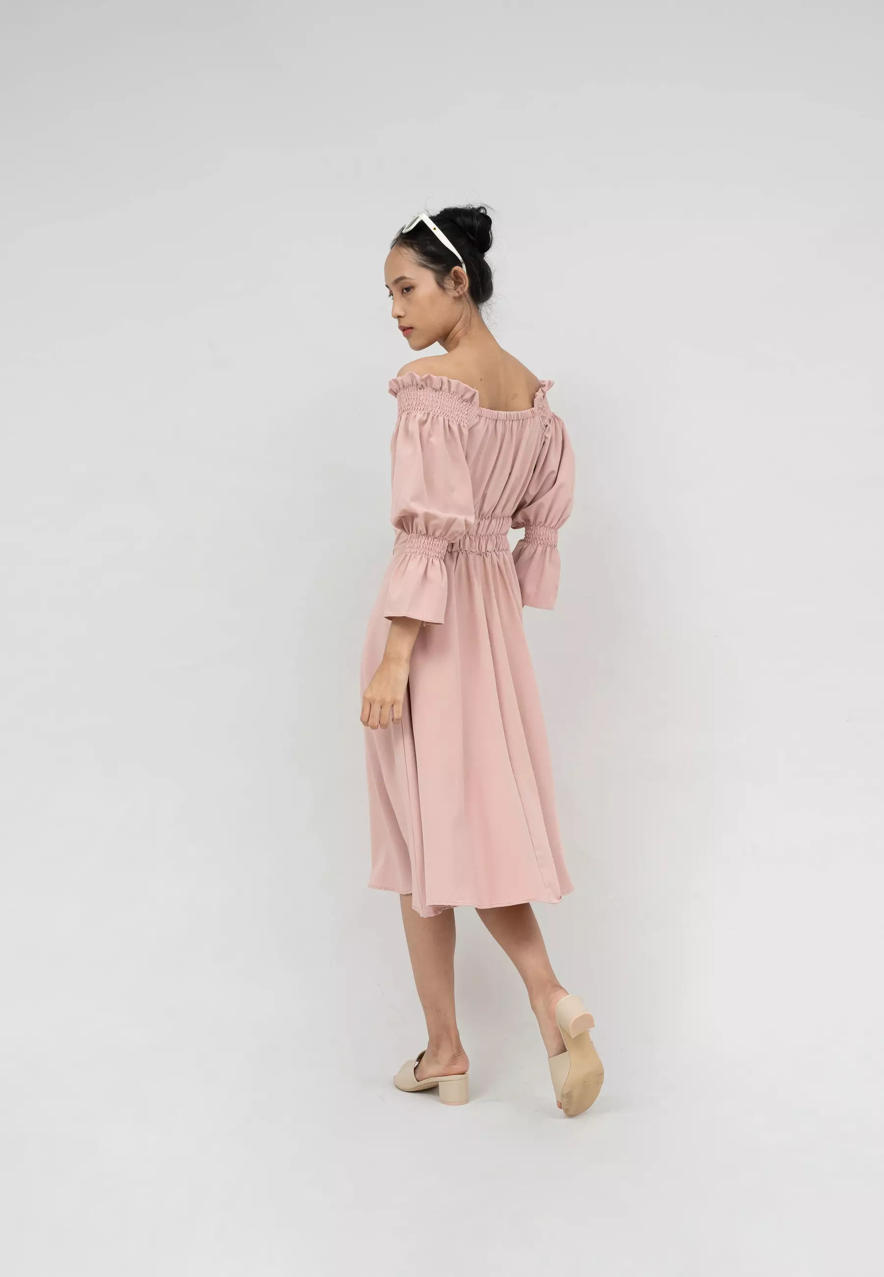 Houseofcuff Blossom Dress in Soft Pink Dress Crepe Model Sabrina