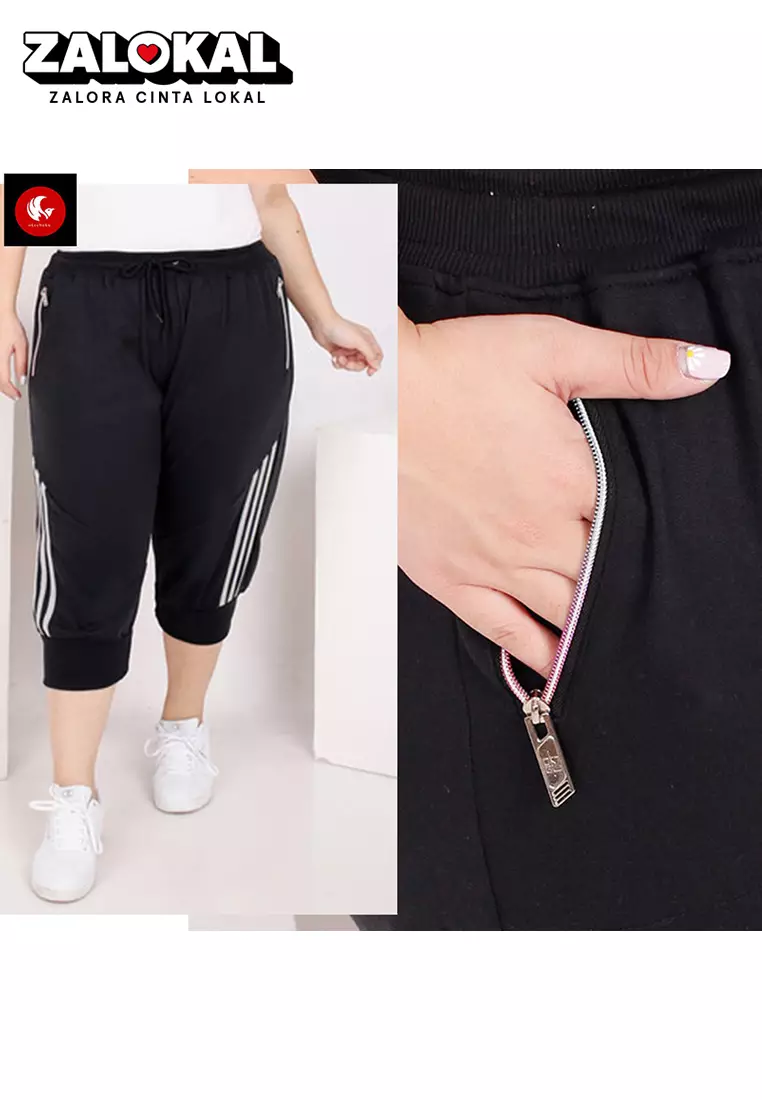 Stevi Celana Wanita Jumbo Size Celana Pendek Jumbo Wanita Celana Wanita Jumbo Size Celana Big Size - HITAM