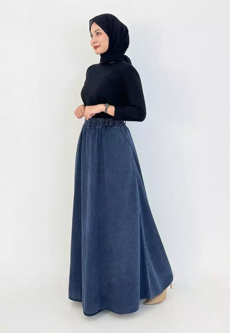 Ima Denim Skirt (Rok Jeans A-Line) HITAM SNOW