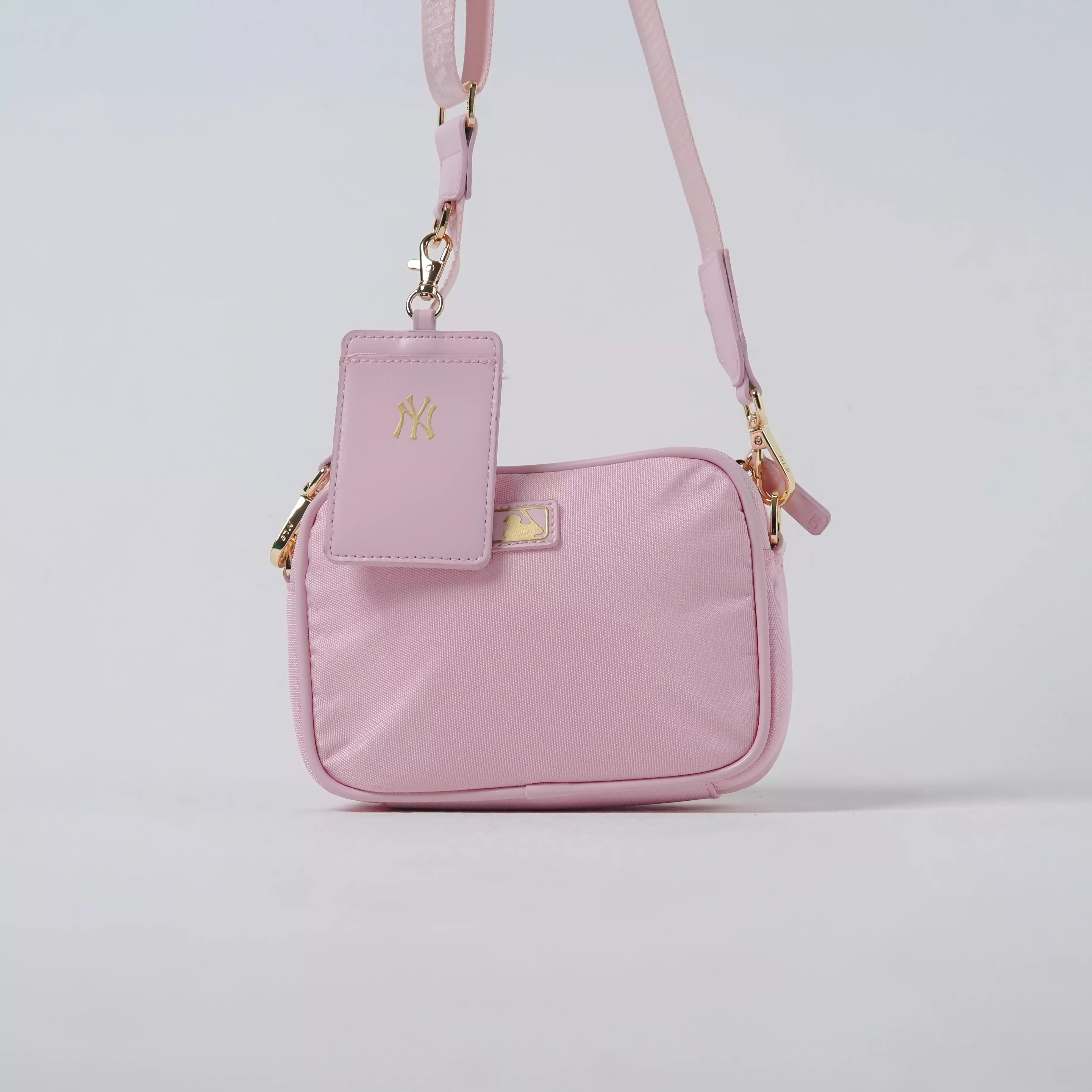 Tas MLB NY METAL MONOGRAM EMBOSSED PINK CROSS BODY BAG 100% ORIGINAL