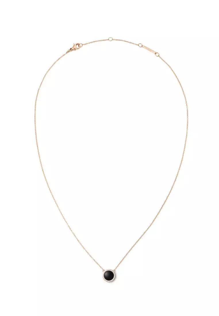 Audrey Necklace Black Agathe Rose Gold - Unisex Necklace for women and men stainless steel Necklace DW Official Authentic Original kalung perempuan lelaki DW