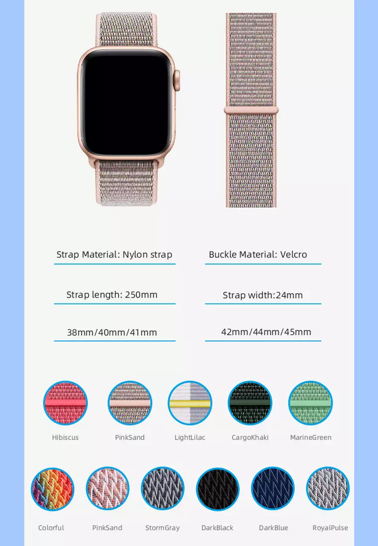 Strap Nilon Apple Watch Soft Pola Gelombang iwatch Strap 42/44/45mm Colorful