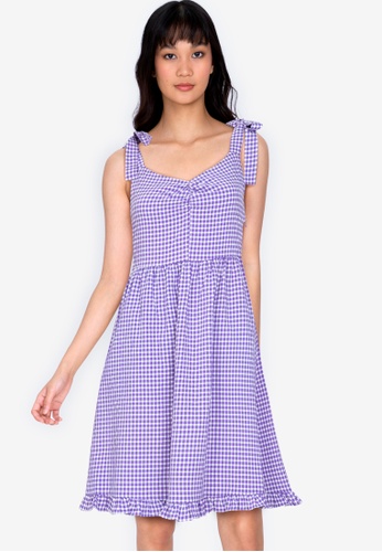 Buy Zalora Basics Tie Strap Gingham Midi Dress 2021 Online Zalora Singapore
