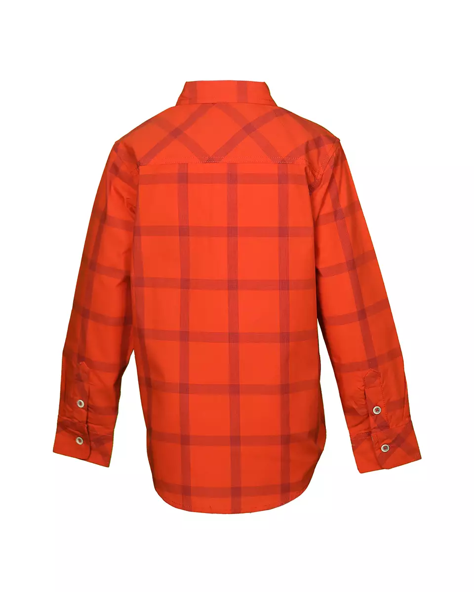 Pito Dito Boy Liborio Kemeja Panjang Anak Merah Tangerine Motif Kotak - Size 4