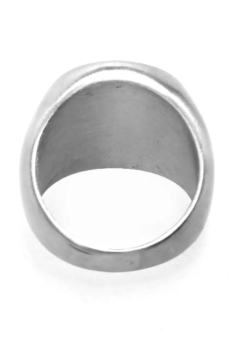Daisy Cincin Signet Ring Desain Oval Aksesoris Pria Wanita Material Titanium ORIGINAL - Silver Doff