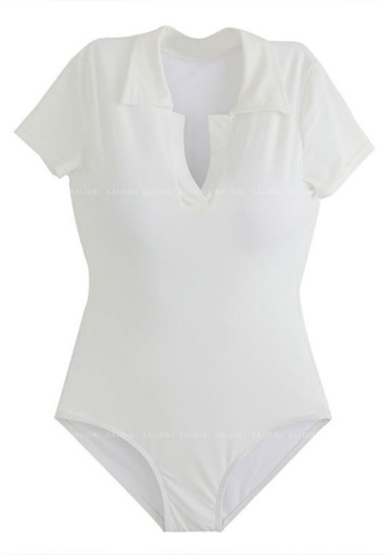 LYCKA white LNN1261 Korean Lady One Piece Swimwear White F0750US45DEE78GS_1