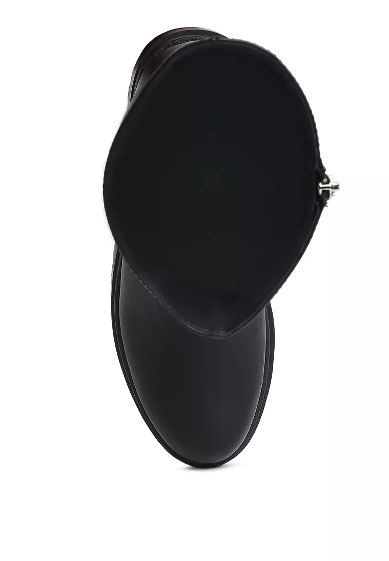 Sepatu Lug Sole Berpanel Hitam