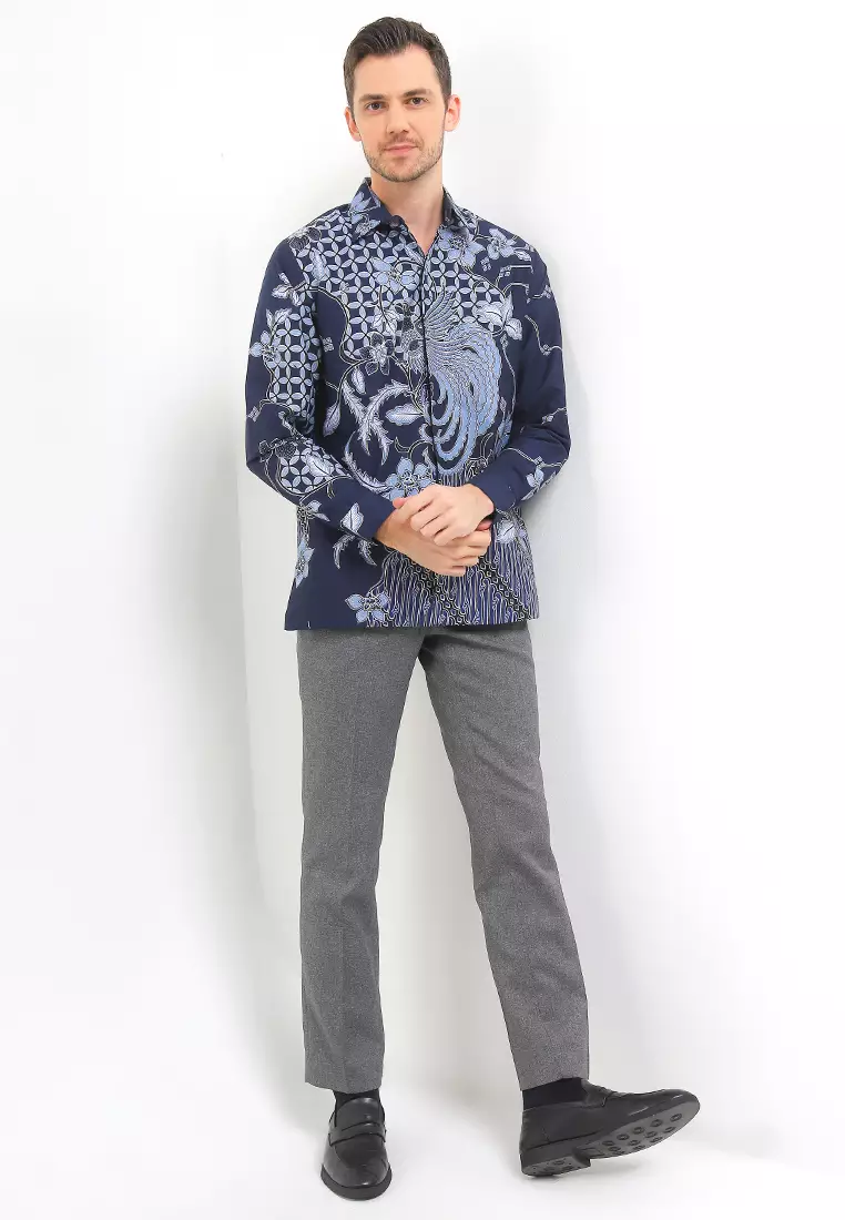 Kemeja Pria Lengan Panjang Furing Cyano Lining Navy