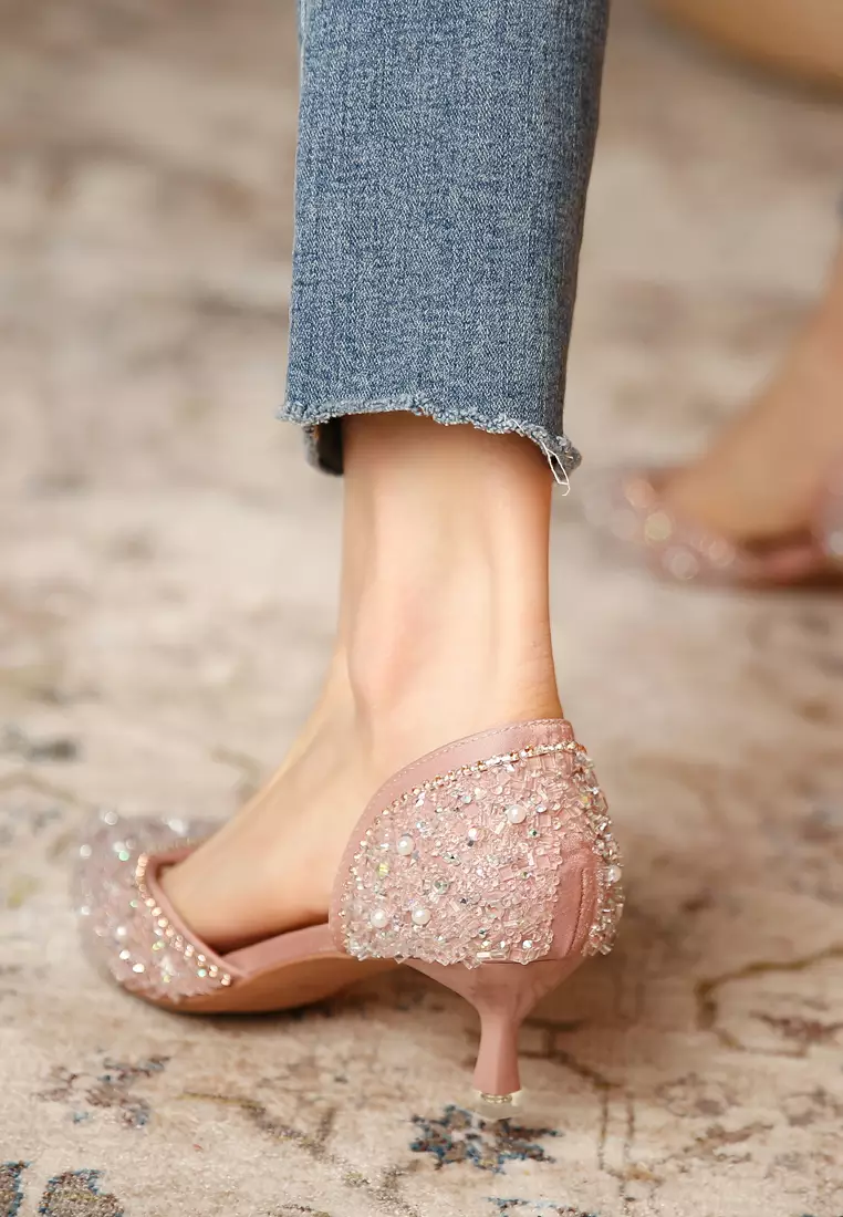 4.5CM Rhinestone Pointy Hollow Pumps XJ3128-6