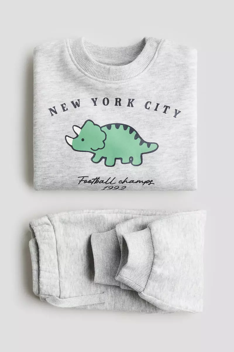 2-piece printed brushed-inside sweatshirt set