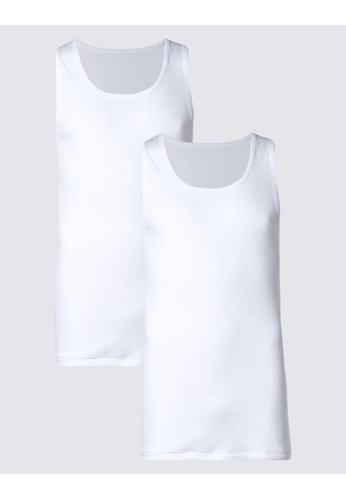 Buy Marks Spencer M S 2 Pack Cotton Sleeveless Vests Online Zalora Singapore
