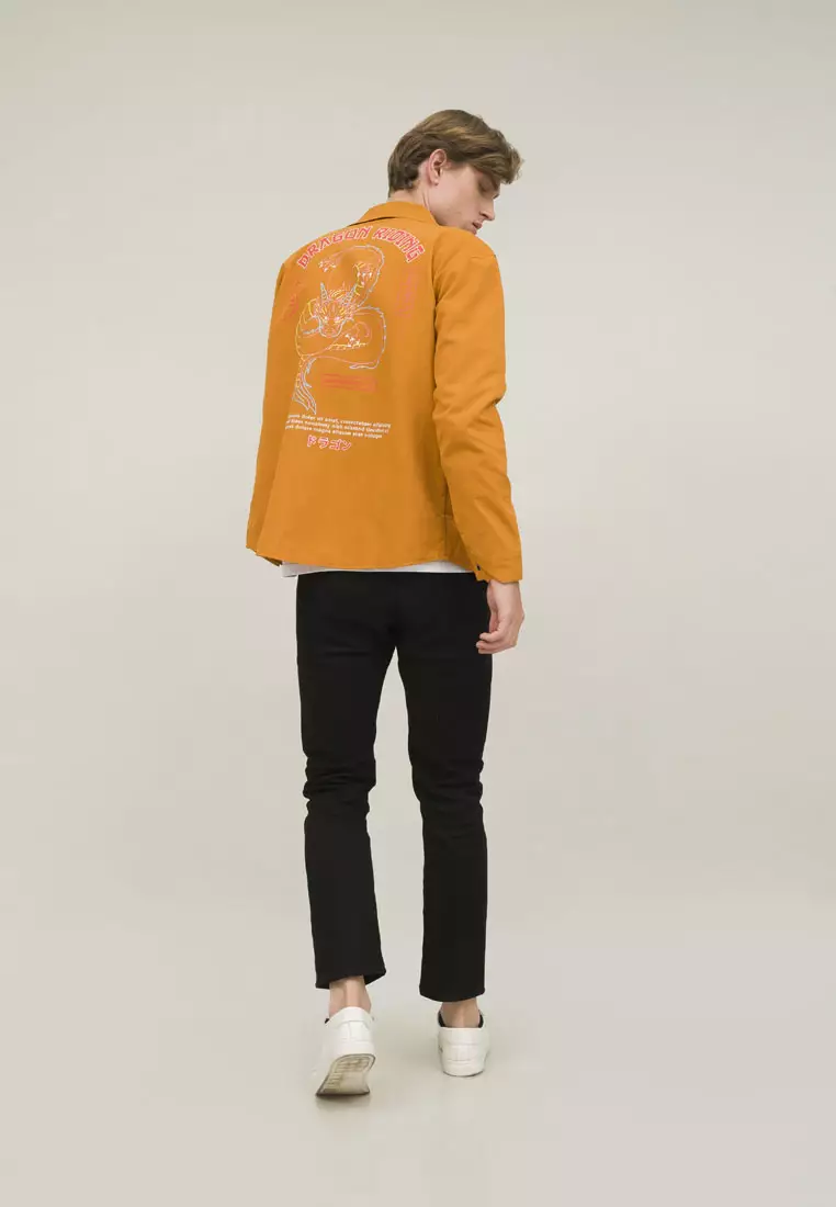 jaket pria parka mustard trucker dragon jacket unisex houseofcuff