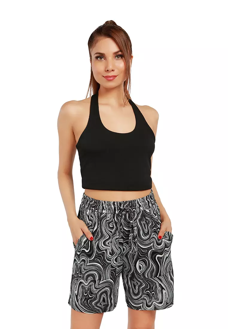 Black Wave Comfy Drawstring shorts