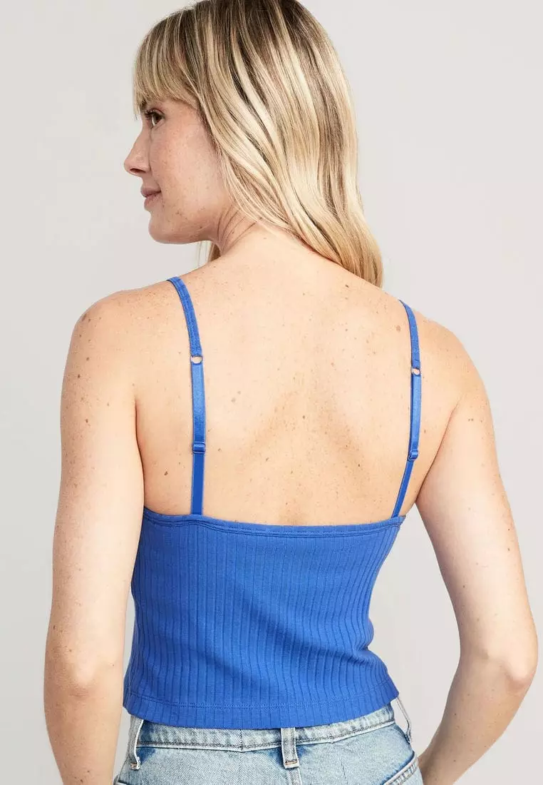 Strappy Rib-Knit Cropped Tank Top for Women, Old Navy in 2023
