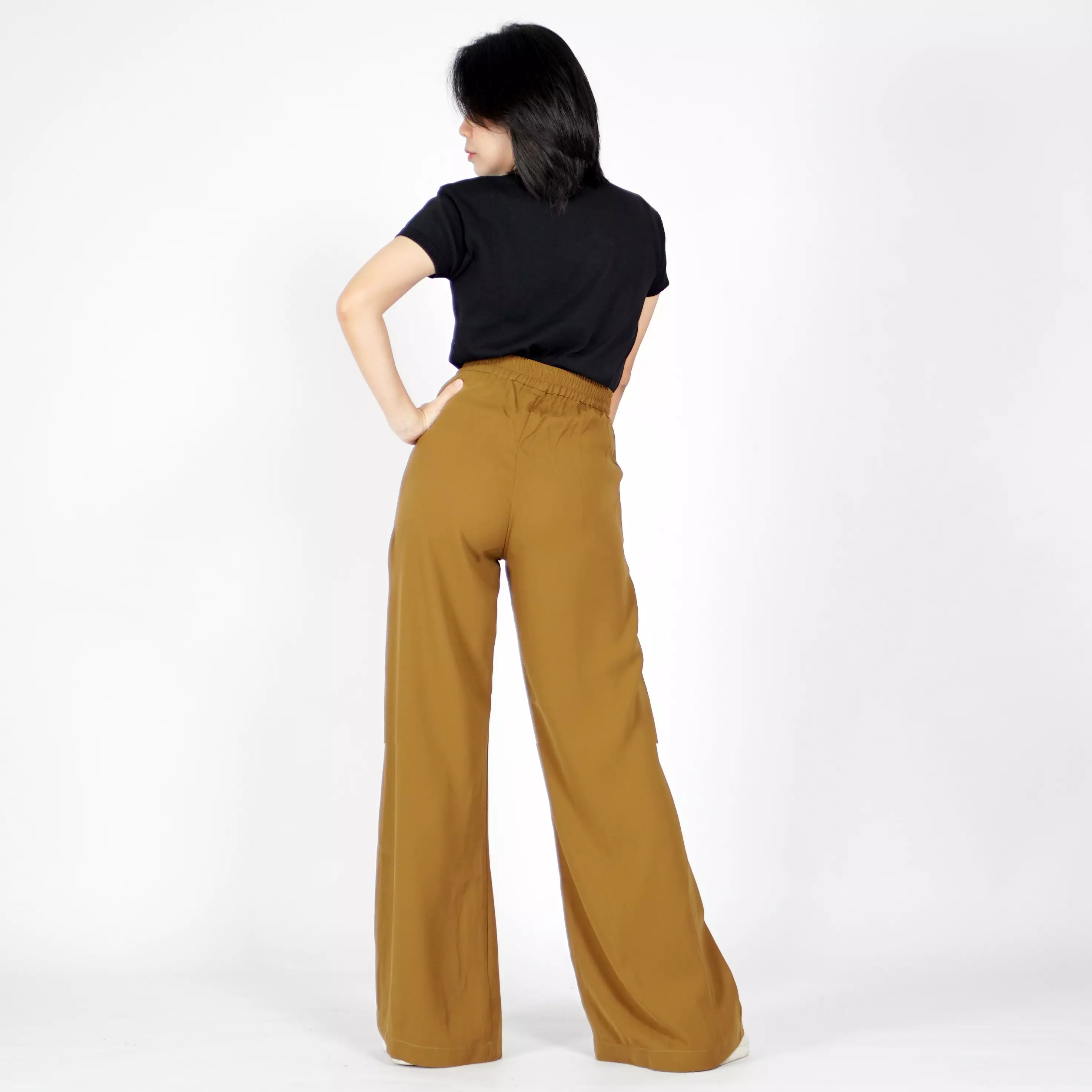  ADELINE Celana Cutbray Wanita Celana Panjang Wanita Highwaist Cullote Pants - Hazelnut