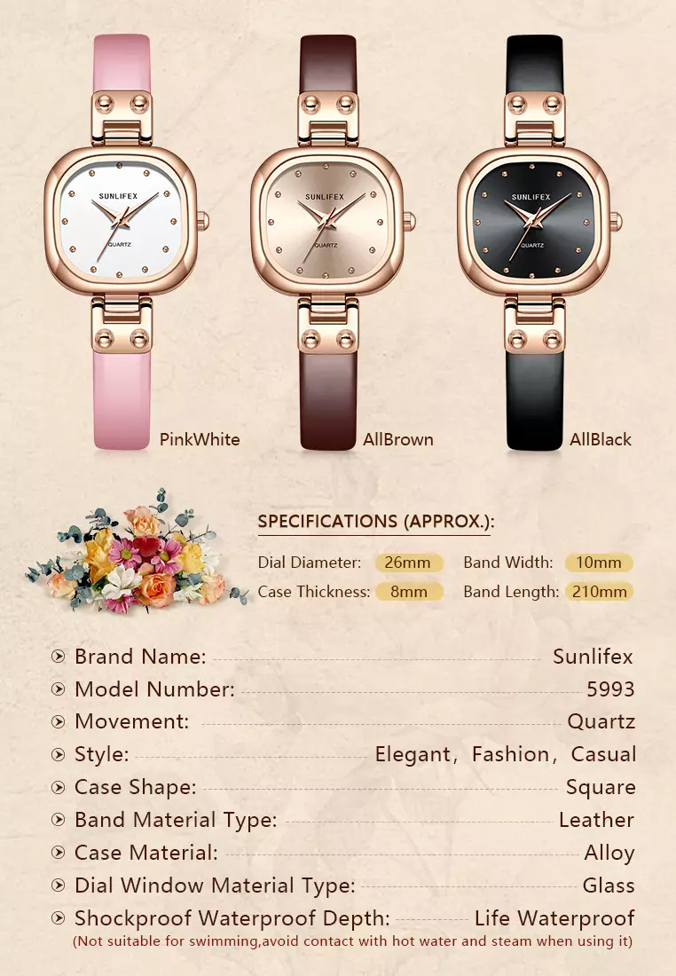 Jam Tangan Wanita Original Gaya Korea Tali Kulit Simple Anti Air Jam Tangan Cewek allblack