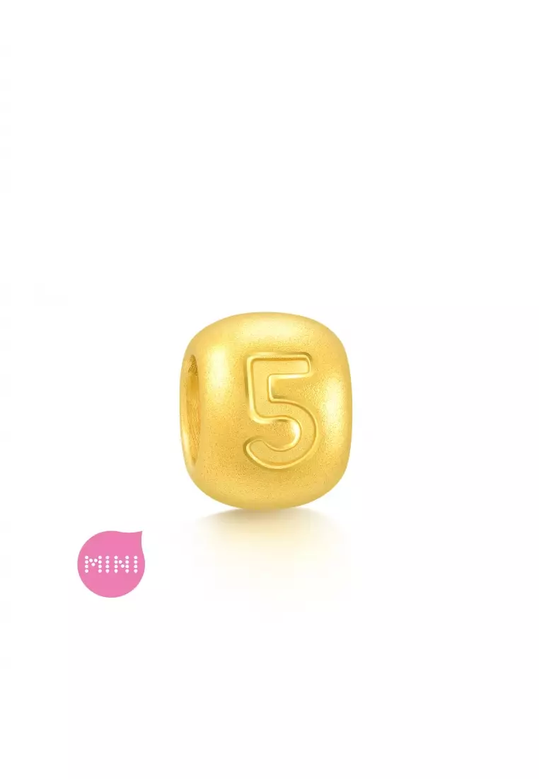 999 24K Solid Gold Number Five Charm 93670C (Bracelet not included)