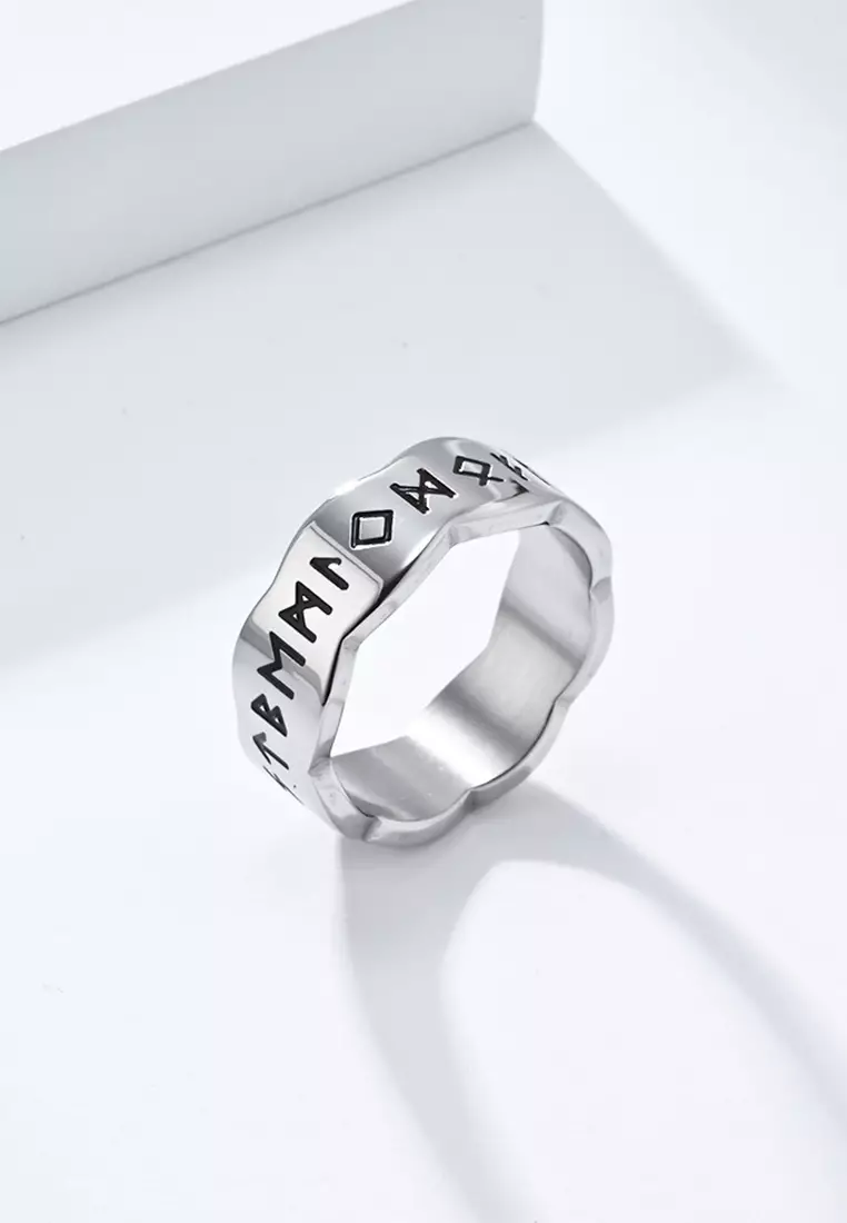 Titanium Steel Runes Ring JW QF-JZ822