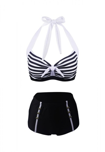 LYCKA black LAX3014-European Style Lady Swimsuit-Black B2E58USFDD715BGS_1