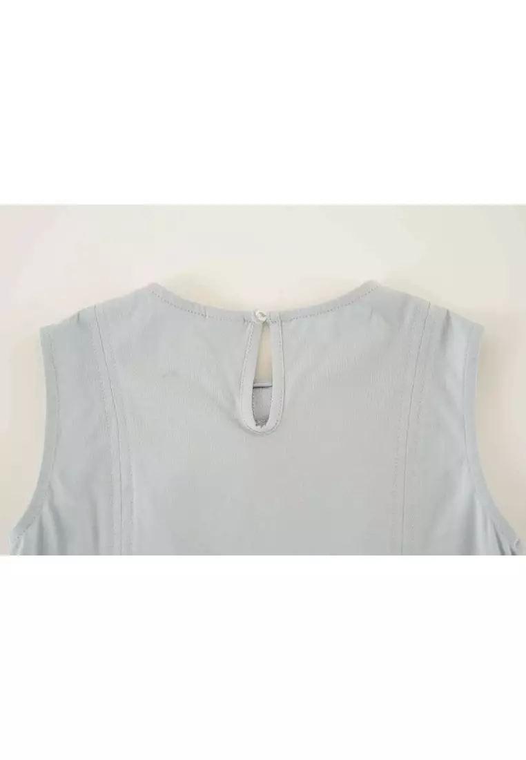 活力智慧藍色親子裝女嬰兒兒童唐裝漢服上衣與裙子套裝0842