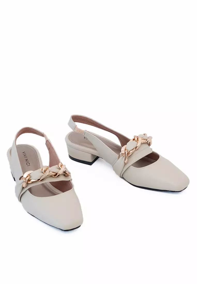 VIVI NICI - Reine Sepatu Sandal Mules Hak 3 Cm Cannoli Cream
