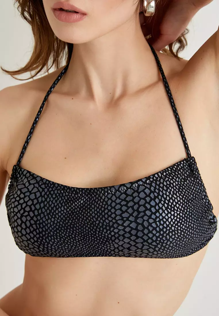 蛇紋印花掛頸比堅尼上衣