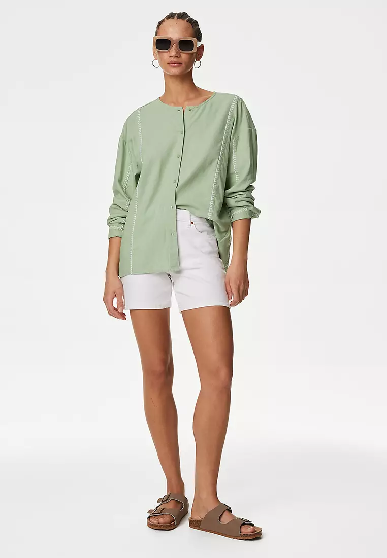 Linen Rich Stitch Detail Shirt