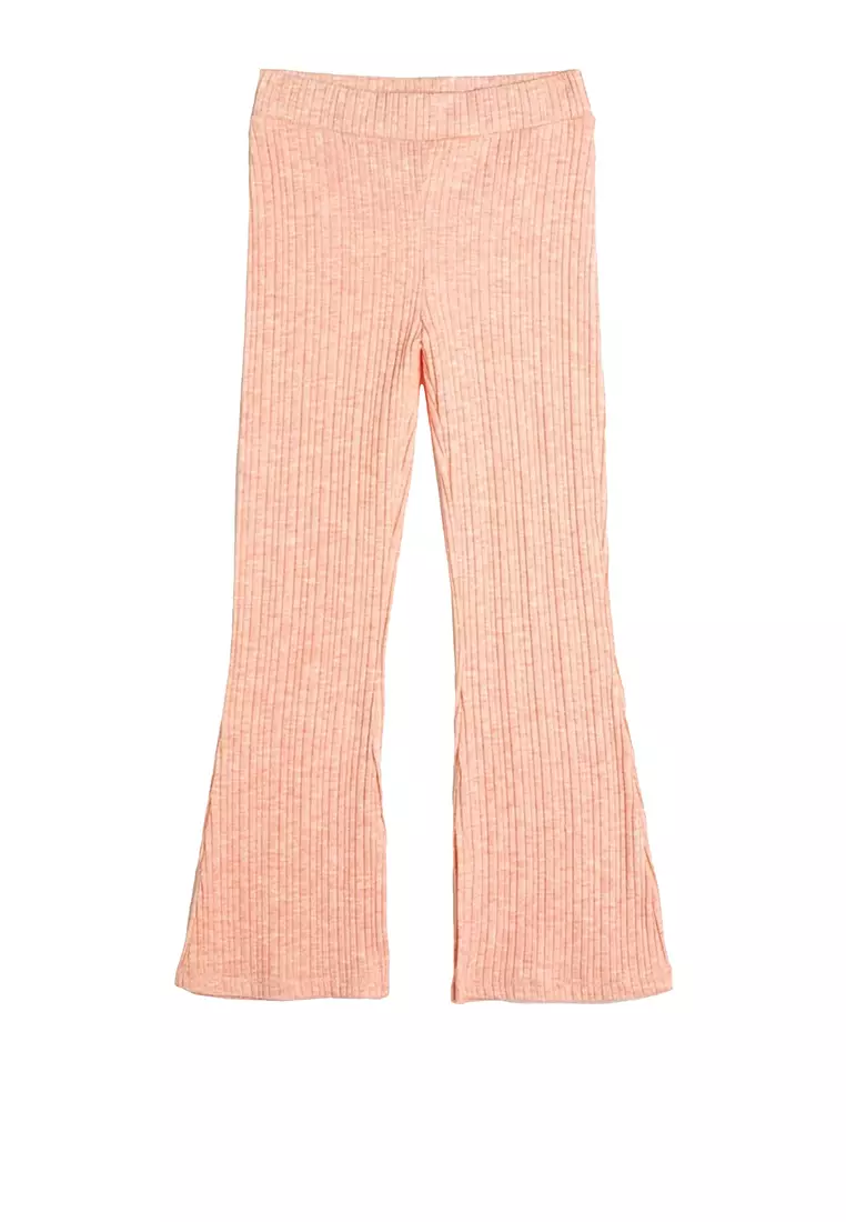 Recycled Textured Rib Flare Pants