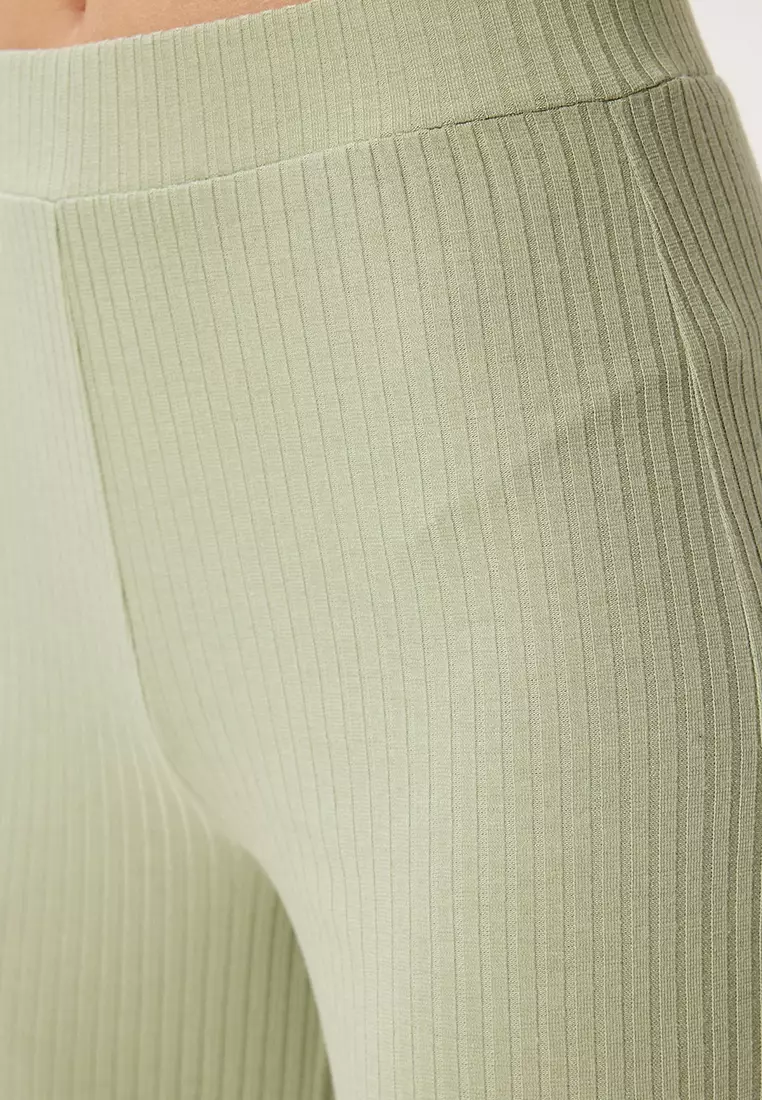 Comfortable Ribbed Knitted Blouse Trousers Set