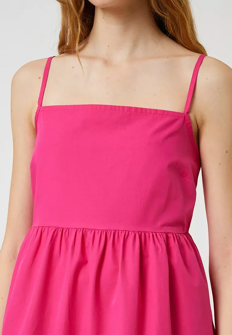 Koton Kleid Mit Eckigem Ausschnitt, Rüschendetail Und Kurzen Ballonärmeln- Trend