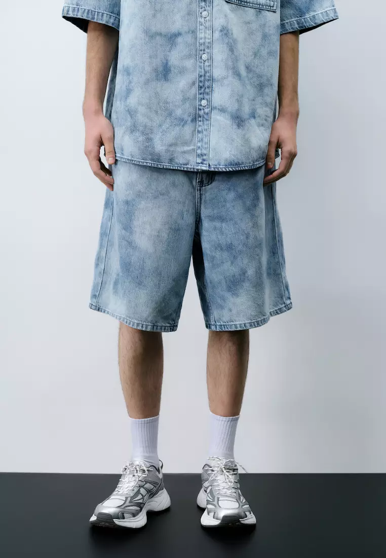 Mens denim clearance shorts distressed