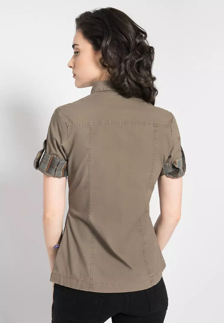 LGS Kemeja Wanita Warna Coklat Motif Polos LLSH.380.FM789.409.7C