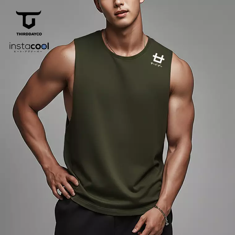 THIRDDAY Kaos Kutang Pria SVN Instacool "shoulder icon logo" army MTY19
